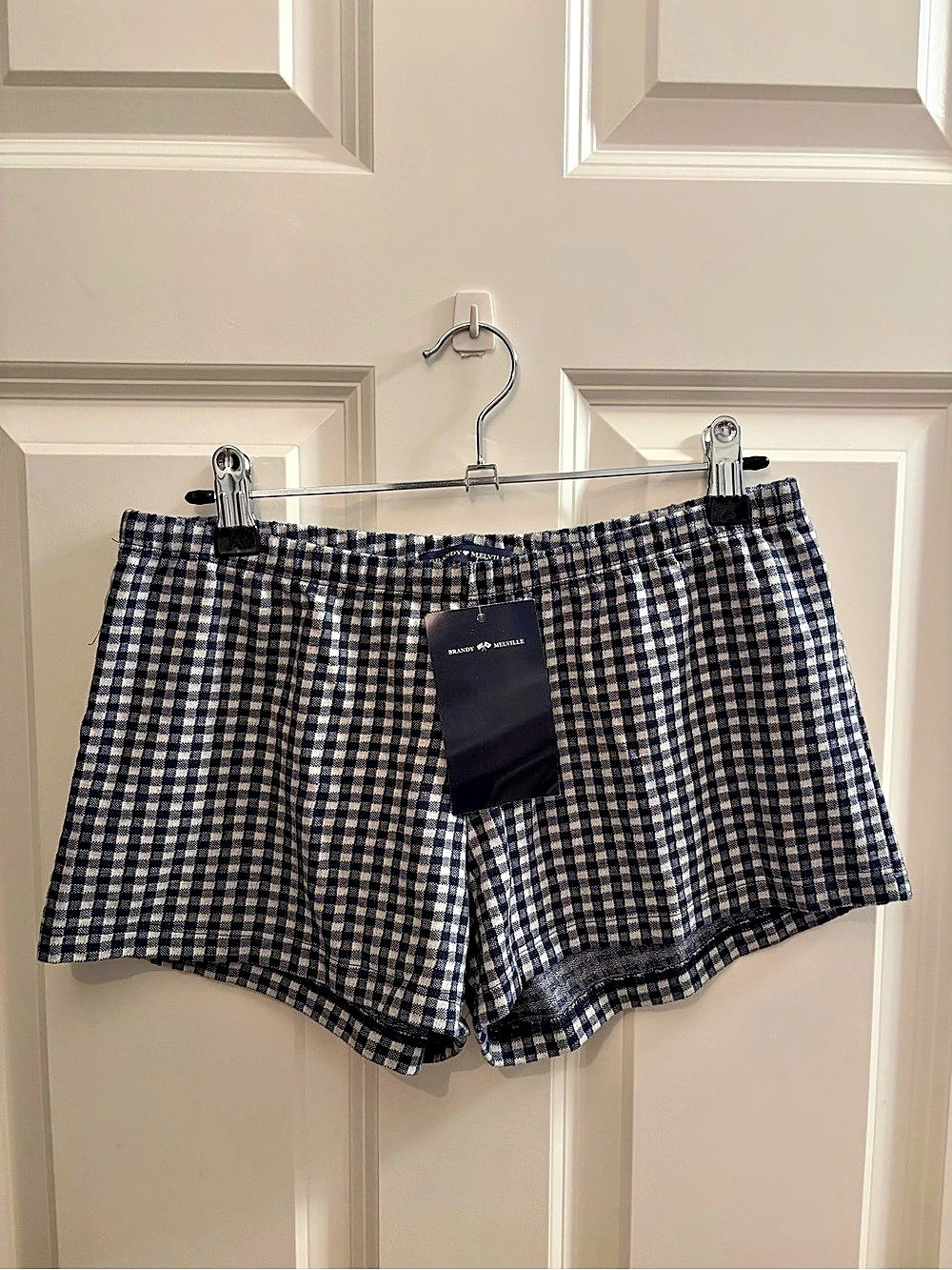 Brandy Melville Gingham Boxer Shorts Blue & White
